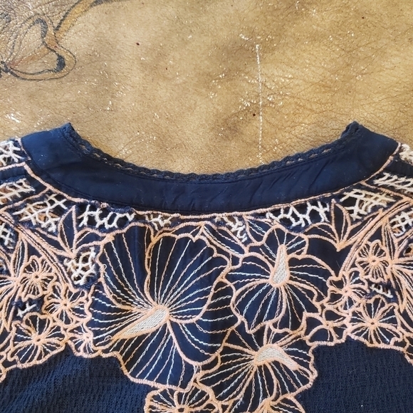 Free People Easy Breezy  Boho Henley Long Sleeve Button Shirt Size XS - Picture 14 of 16